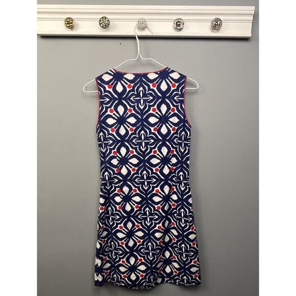 Vineyard Vines Whale Tail Tile Embroidered Dress Womens size 00 Blue Sleeveless - Picture 2 of 6
